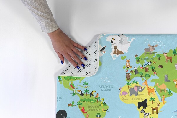 Dětský koberec Mapa světa zvířat