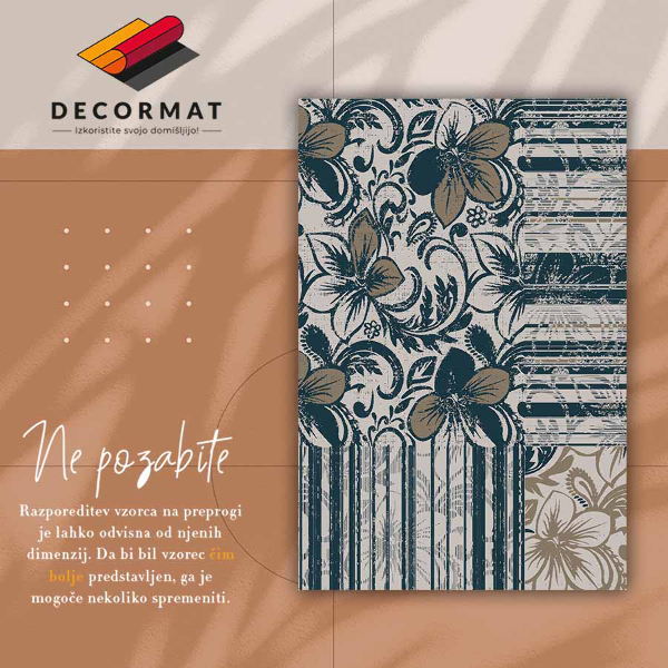 Vinylová rohož pro domácnost Květiny a čar