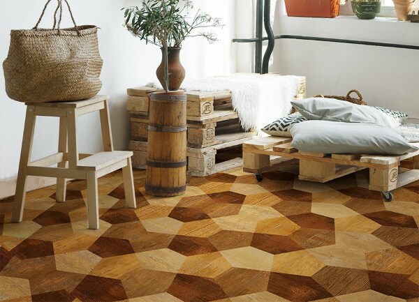 Módní vinylový koberec Parkety geometrie