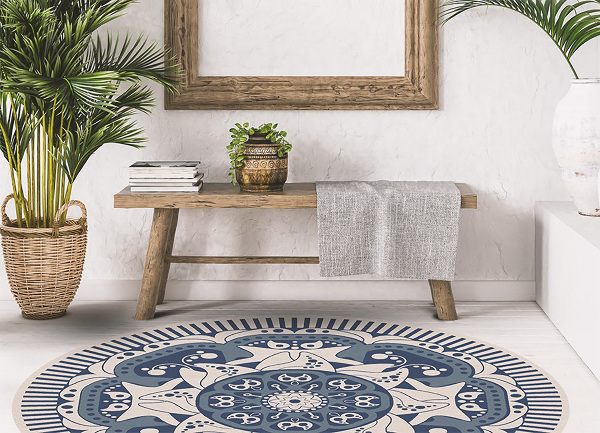 Kulatý vnitřní vinylový koberec Květinová mandala