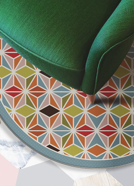 Kulatý vnitřní vinylový koberec Abstraktní kaleidoskop
