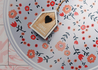 Kulatý vinylový domácí koberec Venkovské květiny