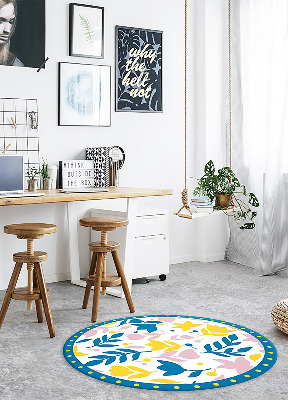 Módní kulatý vinylový koberec Abstraktní květiny