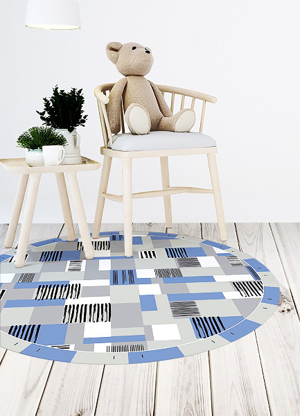 Kulatý vinylový domácí koberec Geometryszne obdélníky