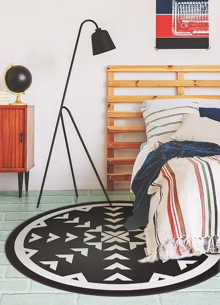 Módní kulatý vinylový koberec Geometrické šípy