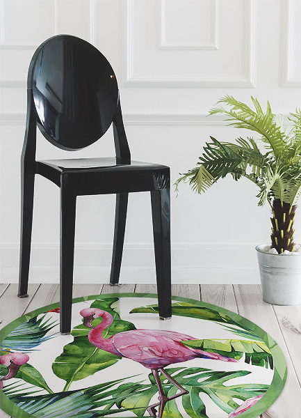 Kulatá vinylová podložka pro domácnost Plameňáci
