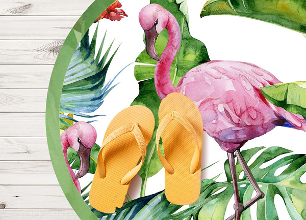 Kulatá vinylová podložka pro domácnost Plameňáci