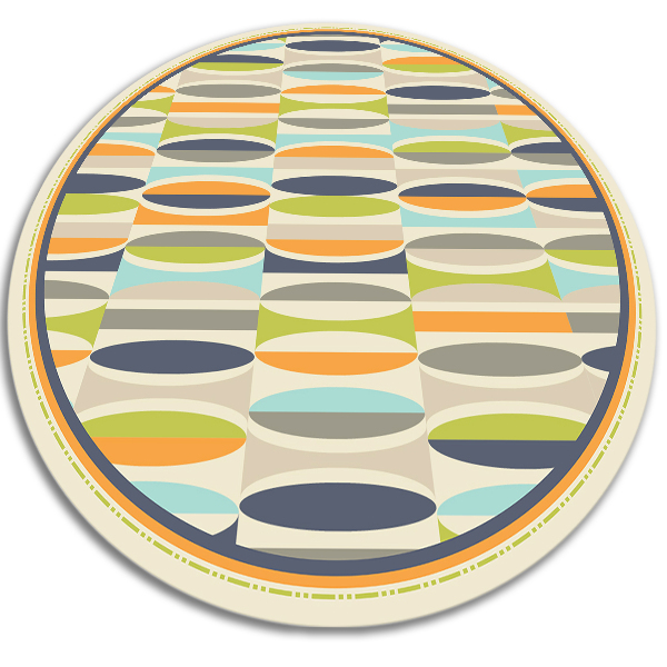 Kulatý vinylový domácí koberec Geometrické ovály