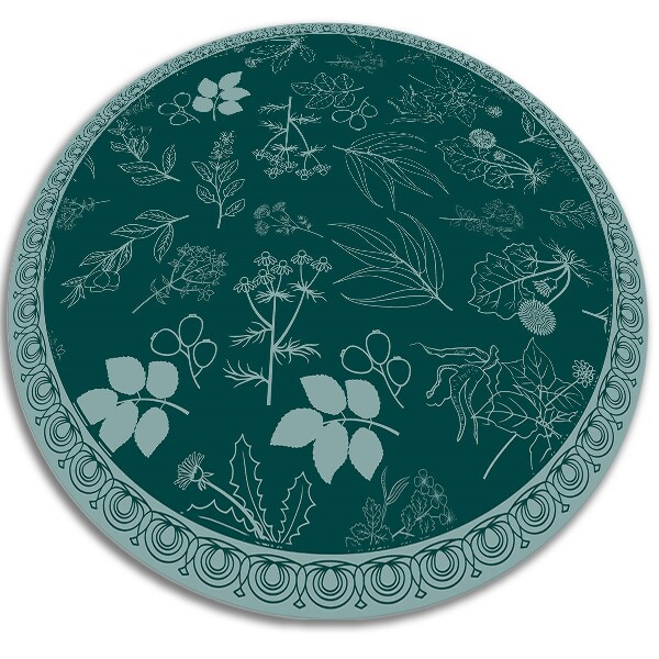 Kulatý vinylový domácí koberec Botanické květiny