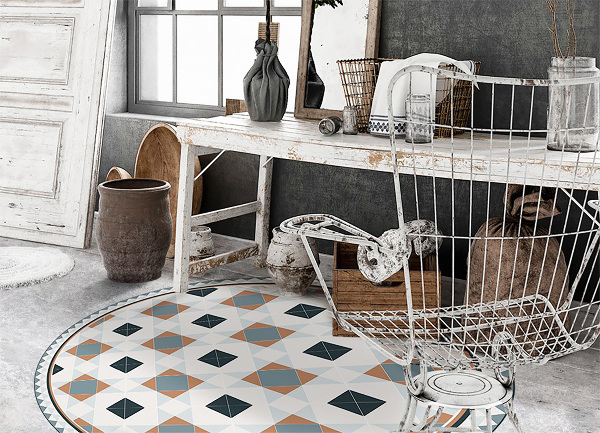 Kulatý vinylový domácí koberec Geometrické diamanty