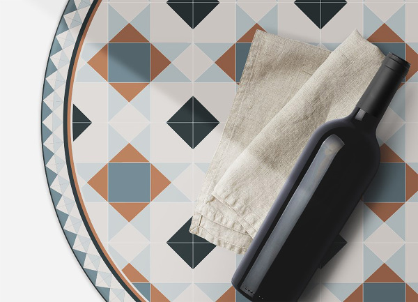 Kulatý vinylový domácí koberec Geometrické diamanty