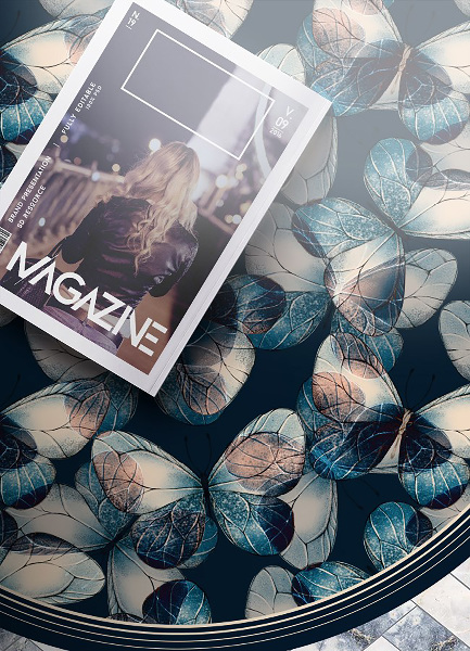 Kulatý vnitřní vinylový koberec Motýli