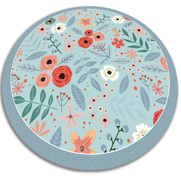 Kulatý vnitřní vinylový koberec Luční květiny