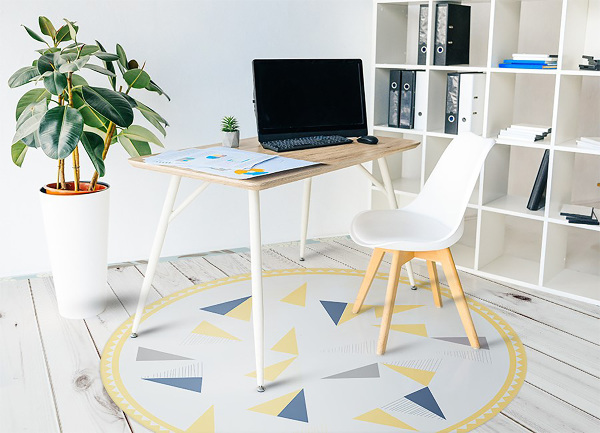 Módní kulatý vinylový koberec Geometrické trojúhelníky