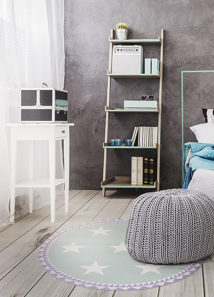 Kulatý vinylový domácí koberec Geometrické hvězdy
