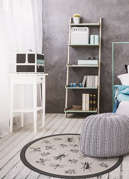 Módní kulatý vinylový koberec Paleta hmyzu
