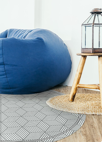 Módní kulatý vinylový koberec Geometrické kostka