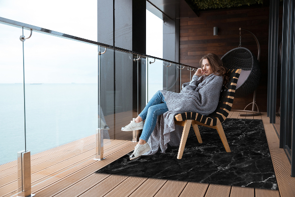 Moderní koberec na balkon Černý mramor
