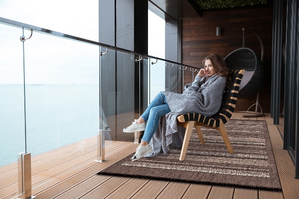 Koberec na balkon Tkanina vzor hnědý
