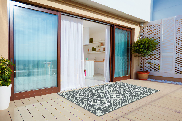 Koberec na balkon nebo terasu Geometrický vzor květiny