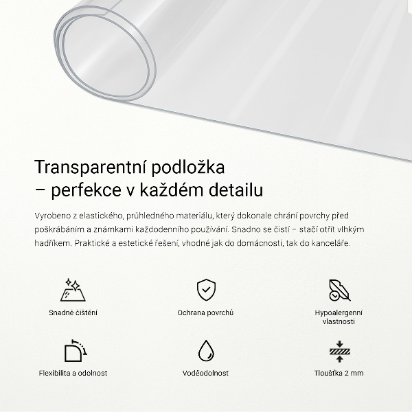 Průhledná podložka na stůl