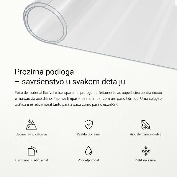 Průhledná podložka na stůl