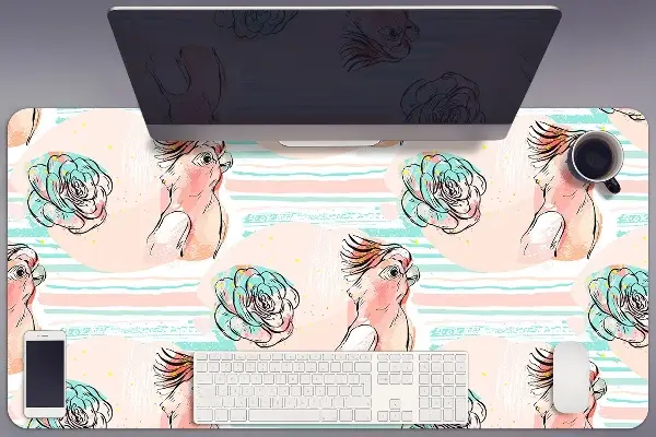 Velká ochranná podložka na stůl Růžová papoušci