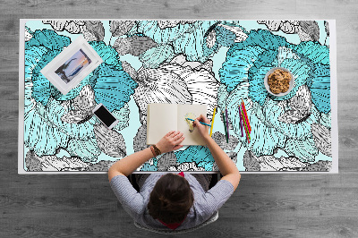 Velká ochranná podložka na stůl Květiny doodle