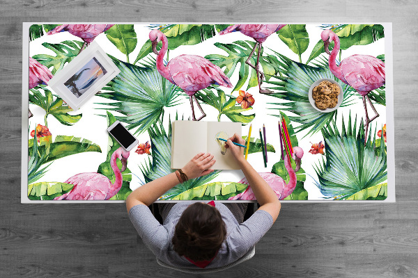Ochranná podložka na stůl Listí a flamingos