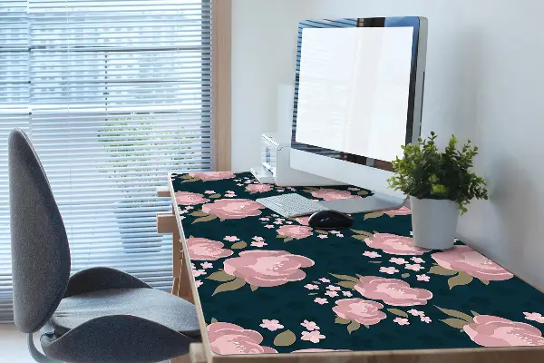 Velká ochranná podložka na stůl Růžové květy