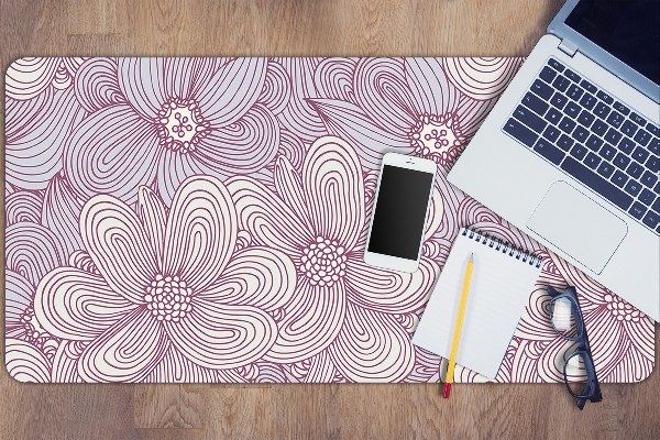 Velká ochranná podložka na stůl Květiny doodle