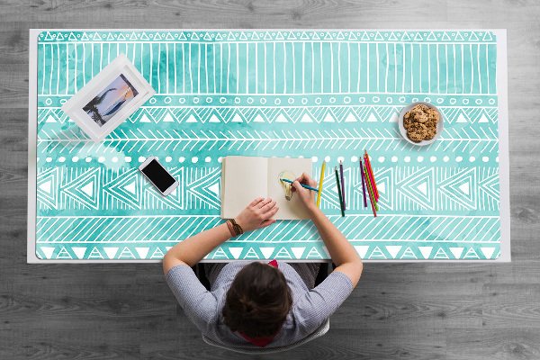 Pracovní podložka na stůl Geometrické tyrkysová