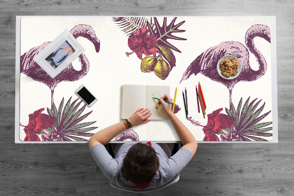 Pracovní podložka na stůl Plameňáci & hibiscus