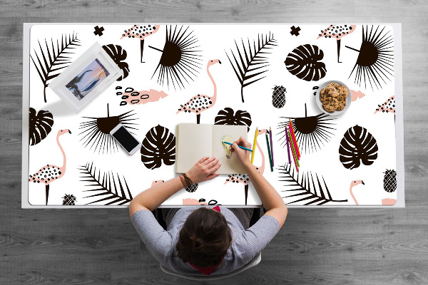 Ochranná podložka na stůl Listí a plameňáci