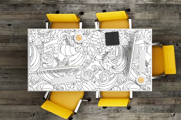 Velká podložka na stůl pro děti Doodle pattern
