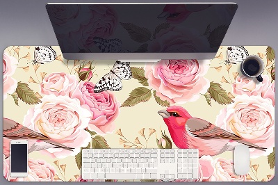 Pracovní podložka na stůl Ptáci květiny motýli