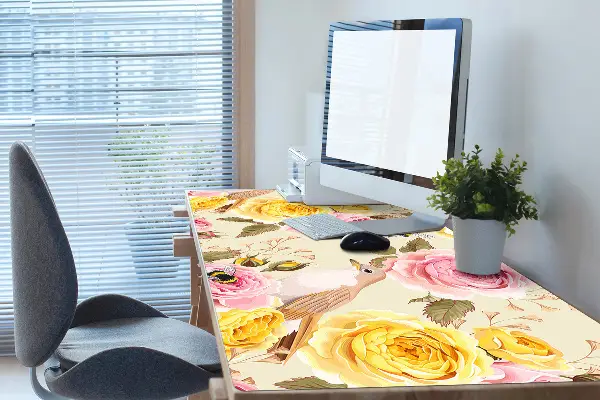 Velká podložka na stůl Ptáci a růže