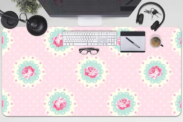 Velká ochranná podložka na stůl Růže a dots