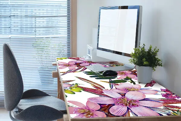 Velká ochranná podložka na stůl Růžové květy