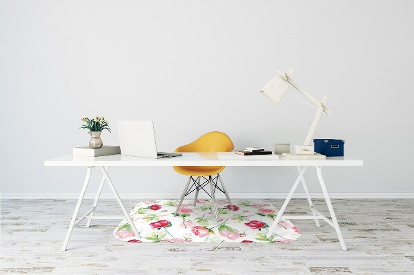 Podložka pod kolečkovou židli červené květy