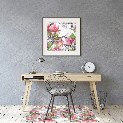 Podložka pod kolečkovou židli květiny akvarely