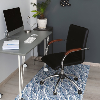 Podložka pod kancelářskou židli modré listy