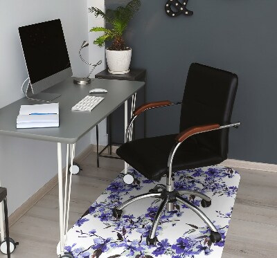 Podložka pod kancelářskou židli modré květy