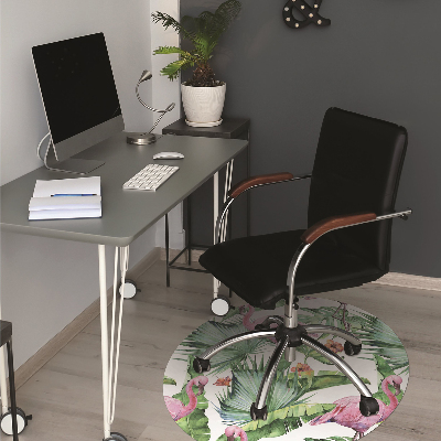 Podložka pod kancelářskou židli Listí a Flamingos