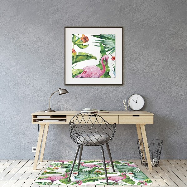 Podložka pod kancelářskou židli Listí a Flamingos