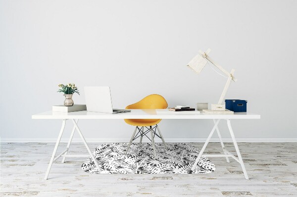 Podložka pod židli Černé a bílé listy