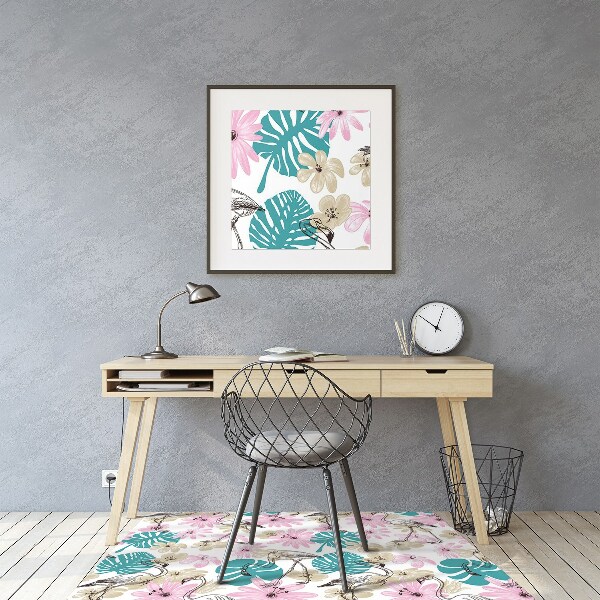 Podložka pod kancelářskou židli malované plameňáci