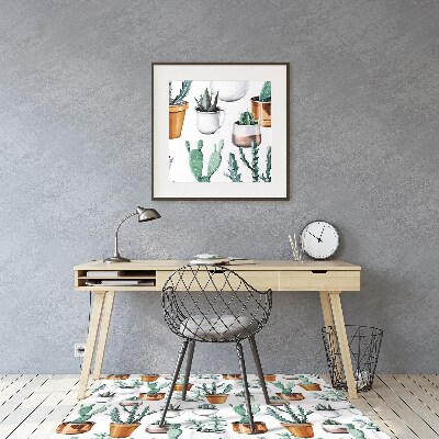 Podložka pod židli Kaktusy v květináčích