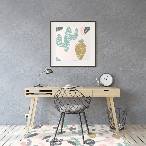 Ochranná podložka pod židli barevné kaktusy