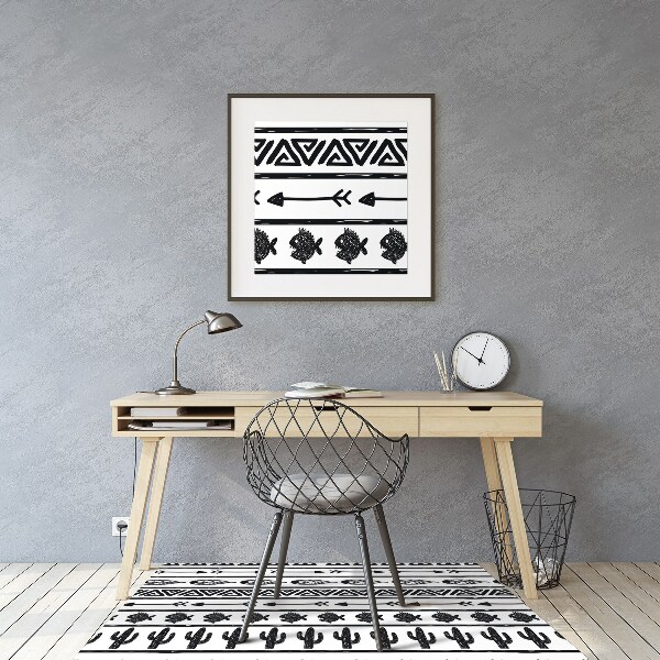 Podložka pod kancelářskou židli Boho black and white